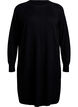 Knitted dress with a round neck and knitted pattern, Black, Packshot image number 0