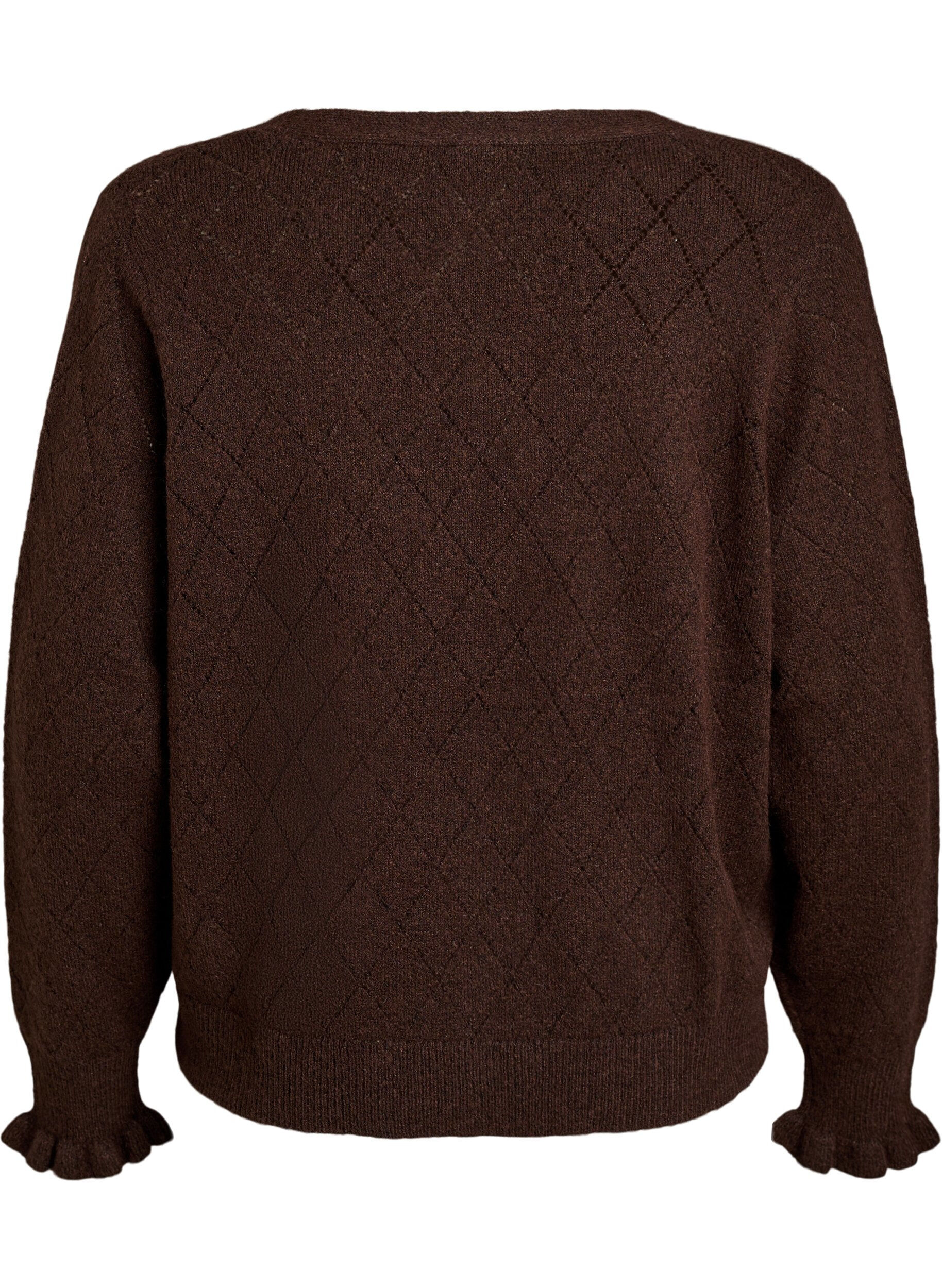 ZizzifashionCardigan with harlequin pattern and V-neck, Brown, Packshot image number 1