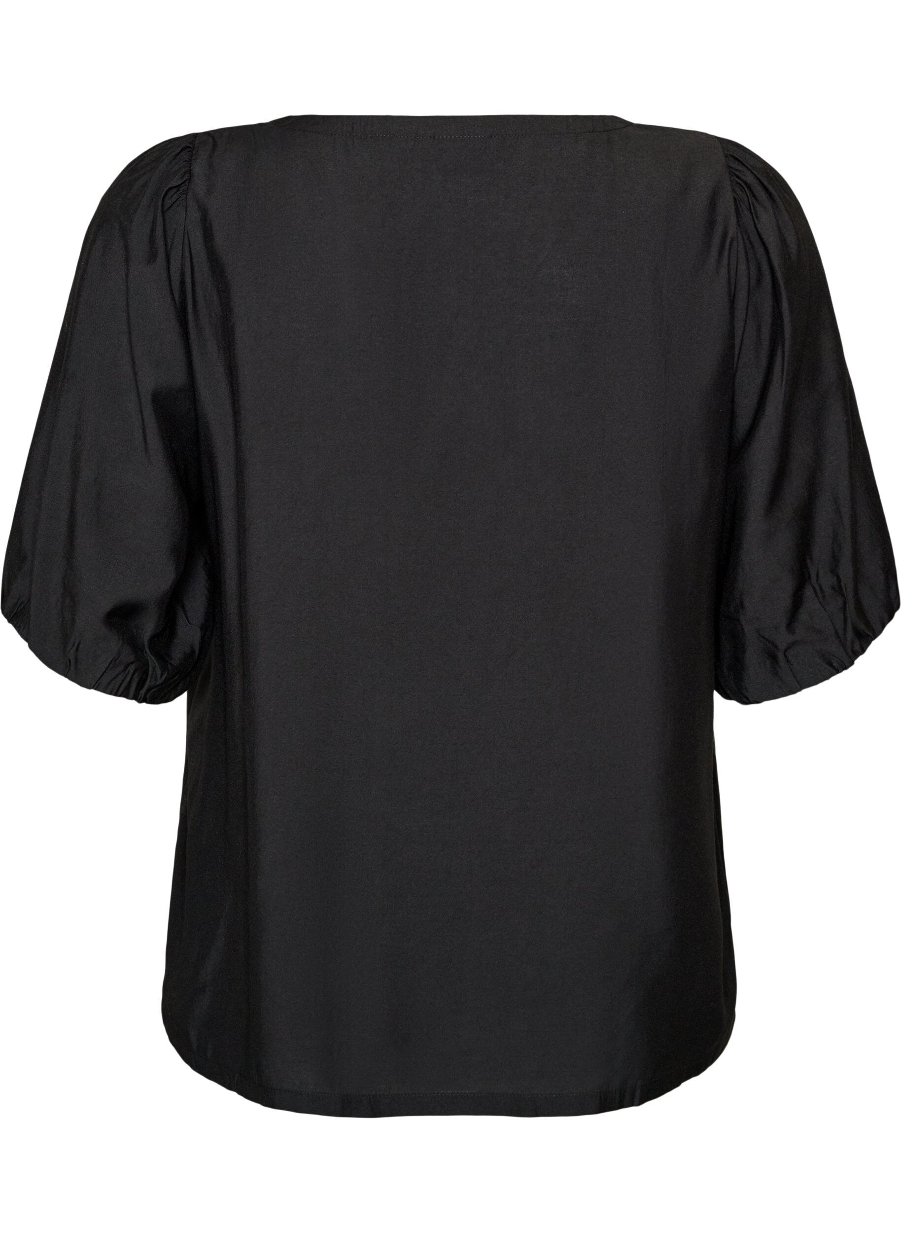 ZizzifashionViscose blouse with V-neck, Black, Packshot image number 1