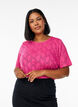 Jersey T-shirt with eyelet pattern, Pink, Model image number 0