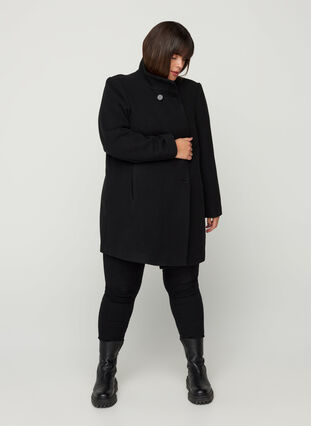 High neck jacket with buttons, Black, Model image number 3