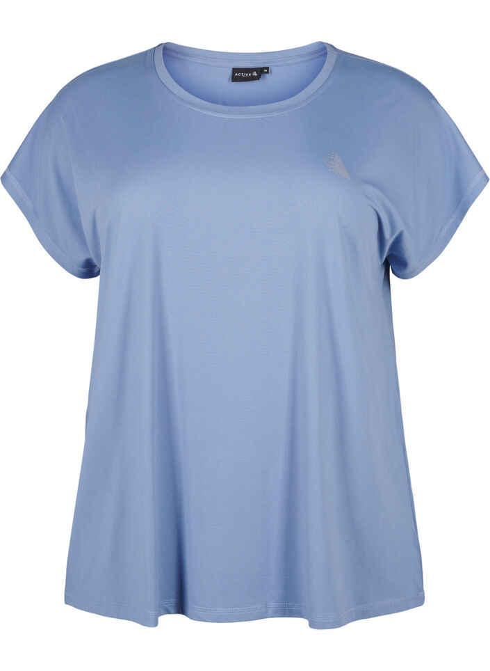 Solid-coloured workout T-shirt, Blue, Packshot image number 0