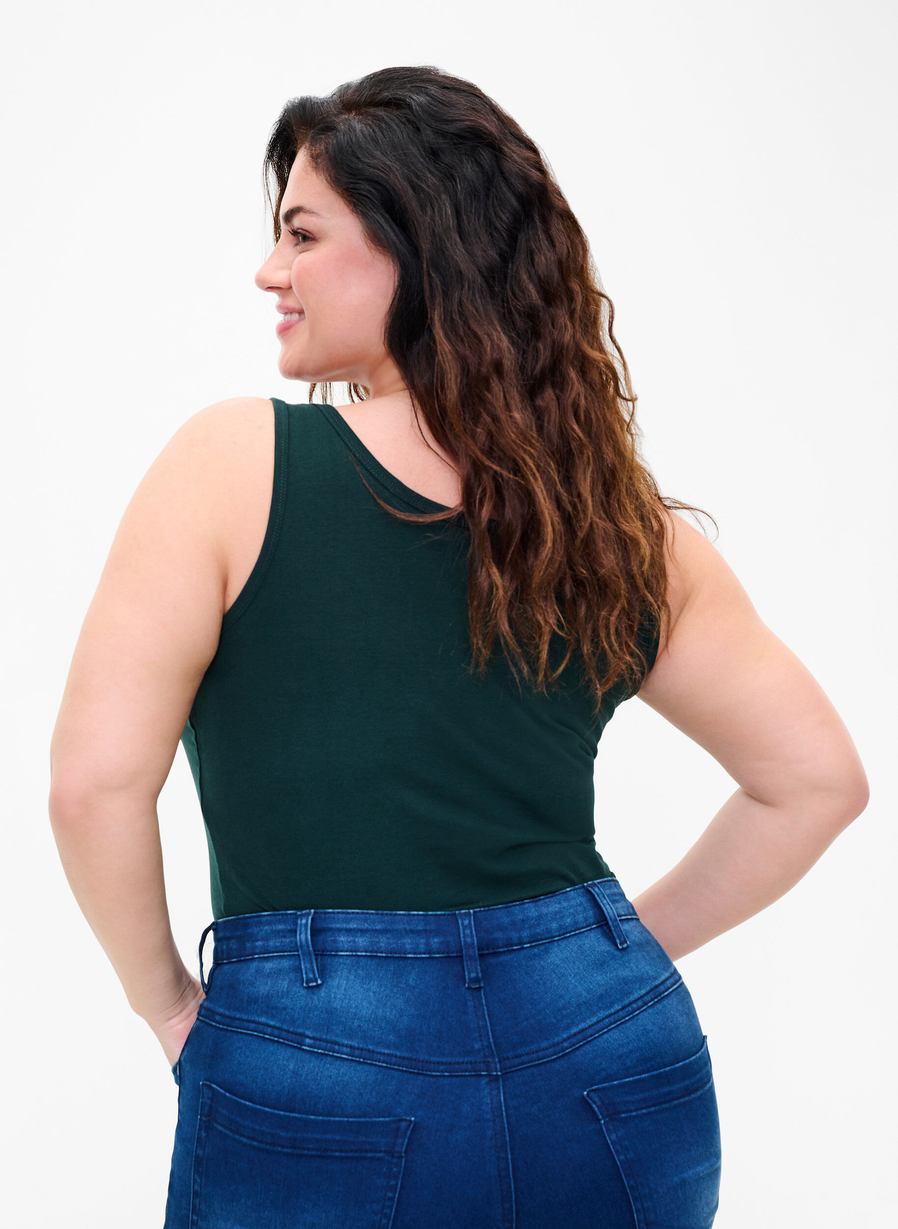 Zizzifashion Cotton basic top, Green, Model image number 2