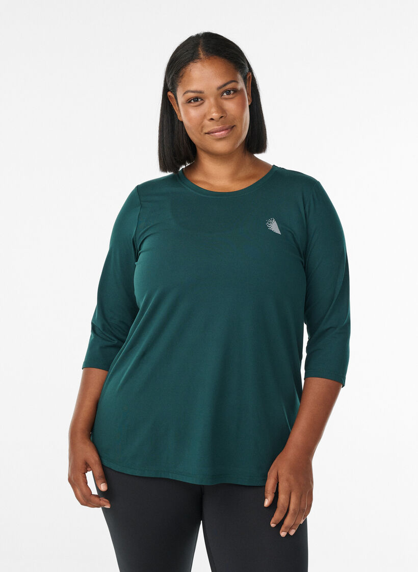 Sports top with 3/4 sleeves, Green, Model image number 0
