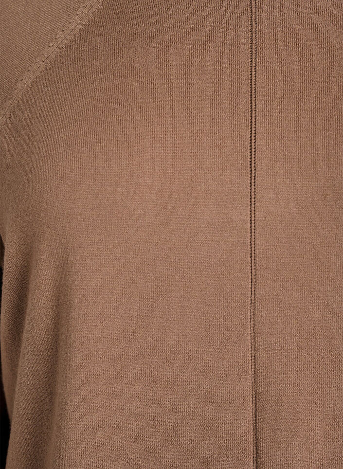 Knit blouse with round neck and knitted pattern, Brown, Packshot image number 2
