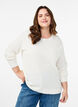 Knit blouse in cotton with textured pattern, Vanilla, Model image number 0