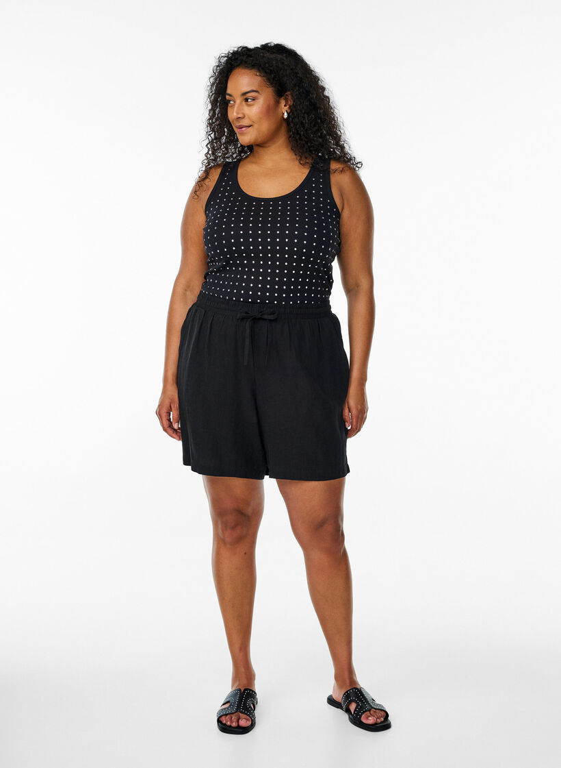 Tank top with studs, Black, Model image number 2