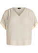 Seersucker blouse with V-neck, Beige, Packshot image number 0