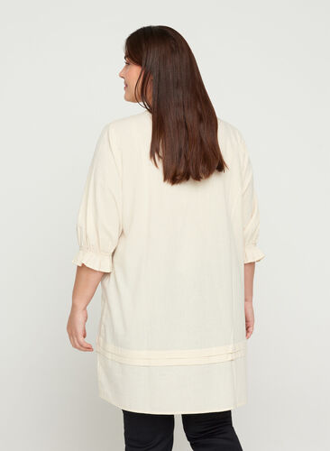 Tunic with broderie anglaise and 3/4 sleeves, Mother Of Pearl, Model image number 1