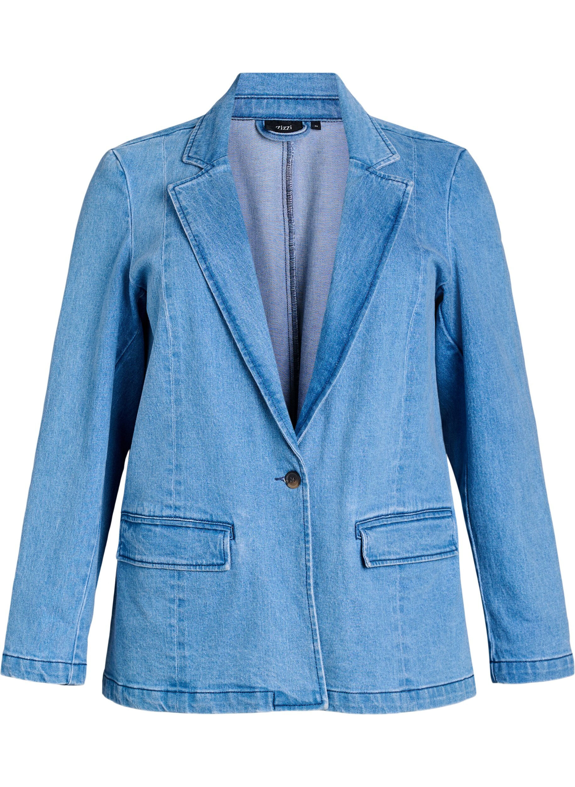 Denim blazer with pockets