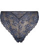 G-string with contrast-coloured lace, Black w Blue , Packshot image number 0