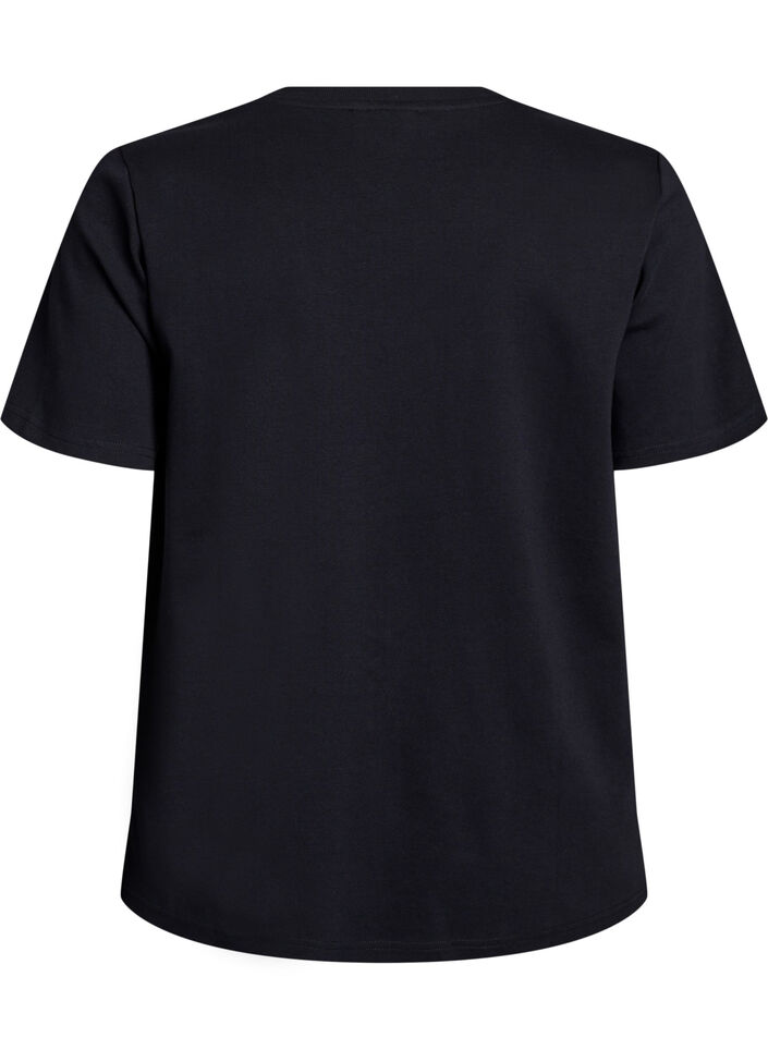 Basic V-neck T-shirt in organic cotton, Black, Packshot image number 1