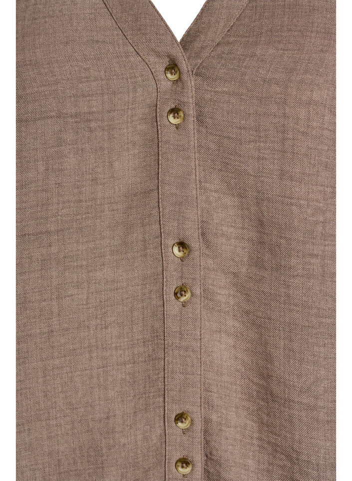 V-neck shirt blouse with short sleeves, Brown, Packshot image number 2