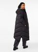 Long puffer coat with hood and pockets, Black, Model image number 2