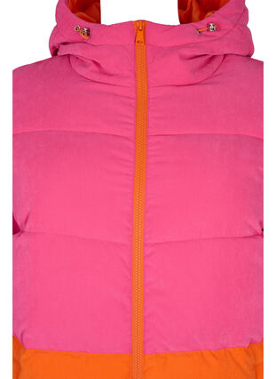 Long winter jacket with colour block, Pink W/Orange, Packshot image number 2