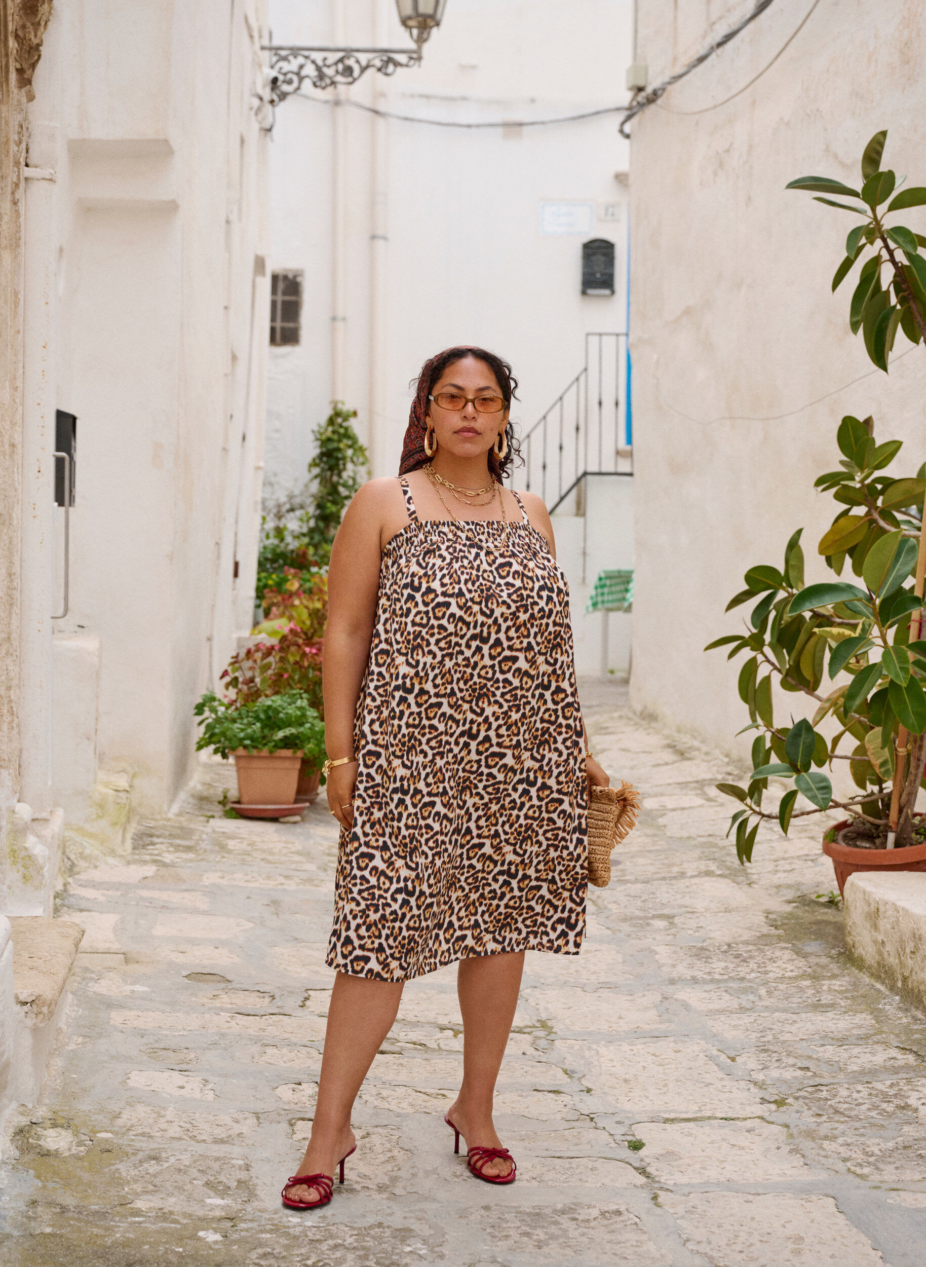 Zizzifashion Short viscose dress with spaghetti straps, Beige, Image image number 0