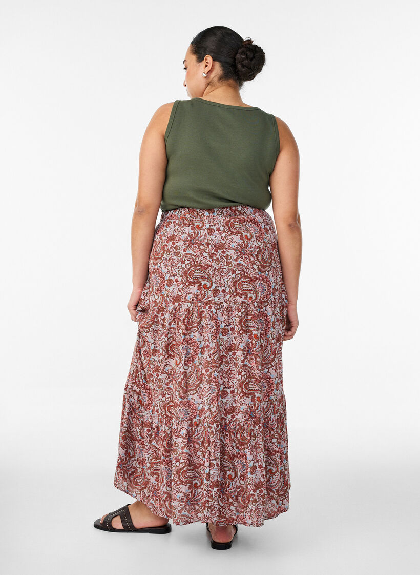 Long skirt with elasticated waist, Red, Model image number 1
