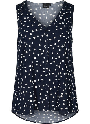 Dotted viscose top with buttons, Night Sky Dot, Packshot image number 0