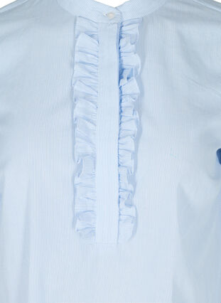 Cotton shirt with stripes and ruffles, Blue Stripe, Packshot image number 2