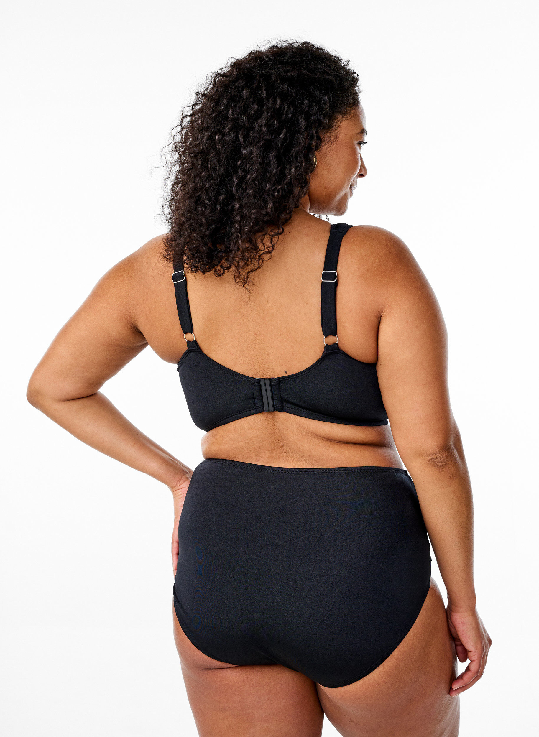 Zizzifashion Bikini briefs with draping and high waist, Black, Model image number 1