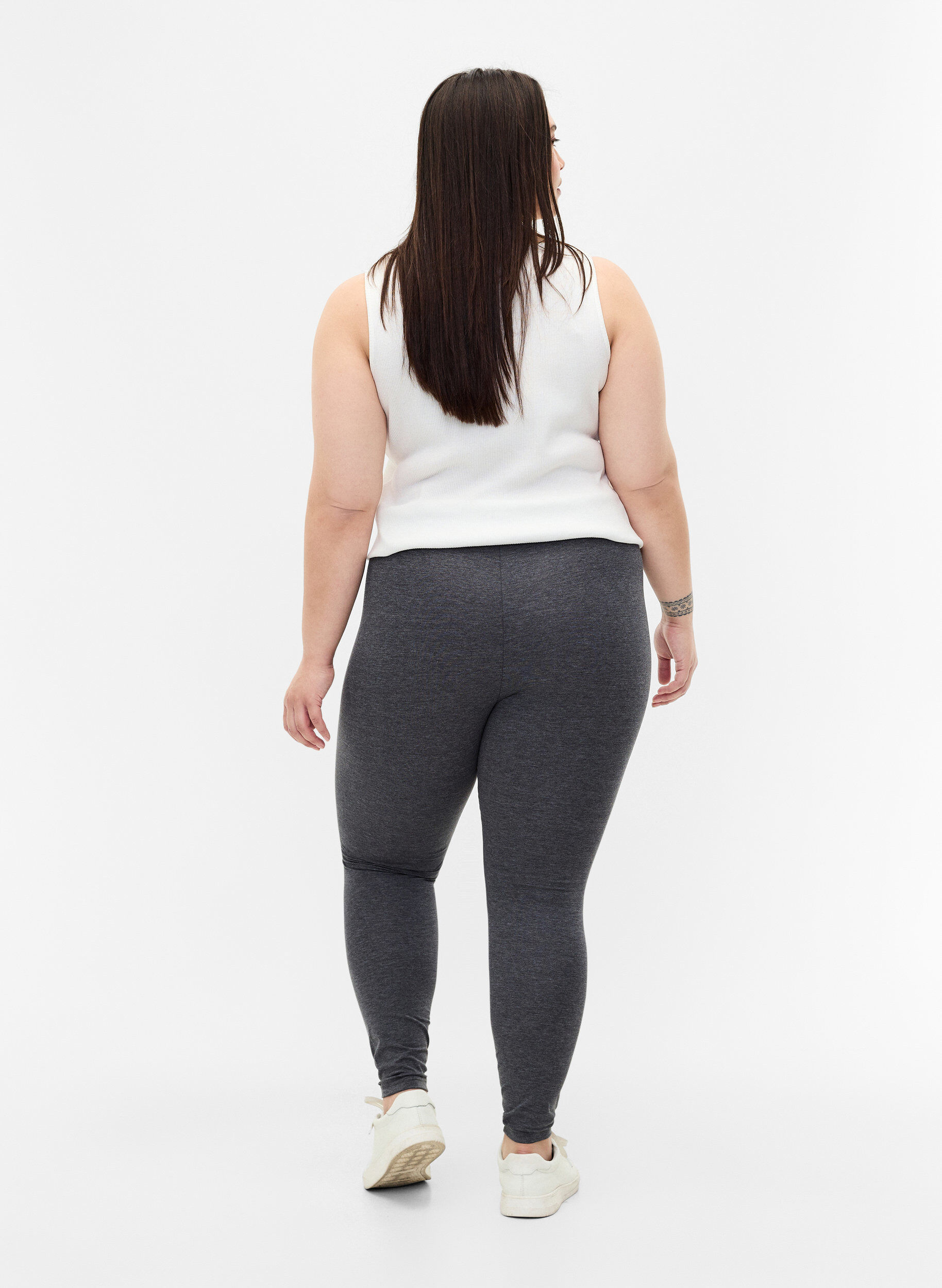 Zizzifashion Gray melange leggings, Dark Grey Melange, Model image number 1