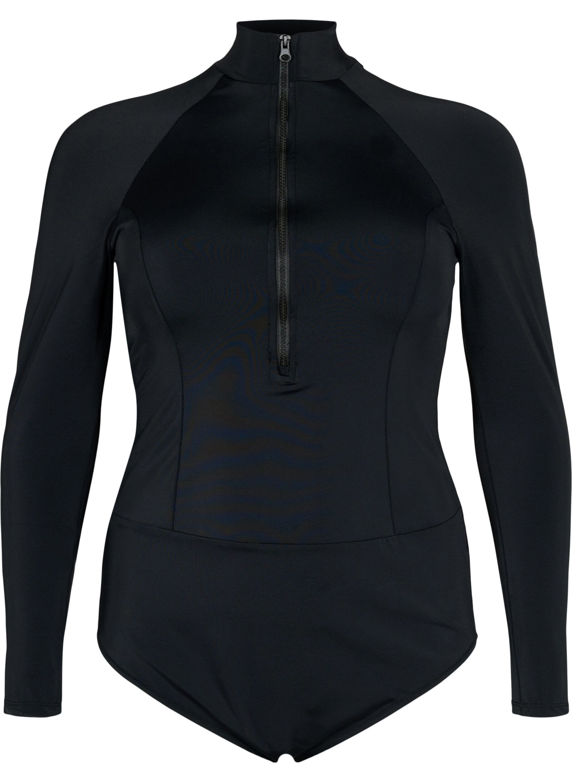 Zizzifashion 	 Swimsuit with long sleeves, Black, Packshot image number 0