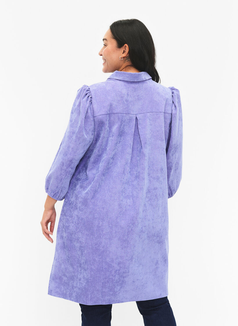 Corduroy dress with 3/4 sleeves and buttons, Lavender Violet, Model image number 1