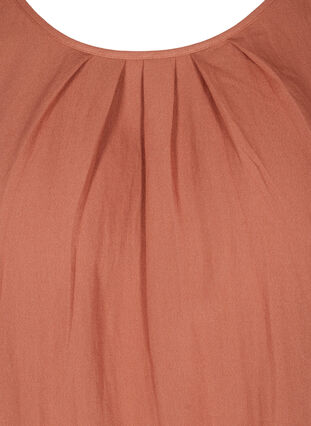 Short-sleeved viscose blouse with round neck, Copper Brown, Packshot image number 2