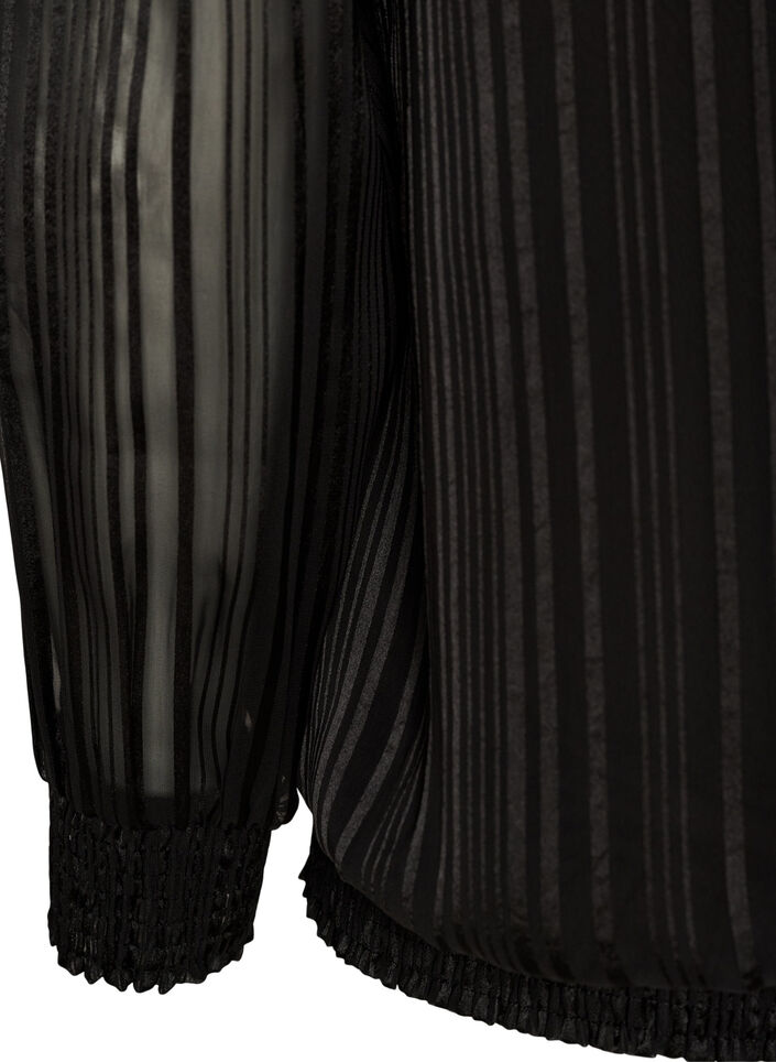 Striped blouse with a balloon shape, Black, Packshot image number 3