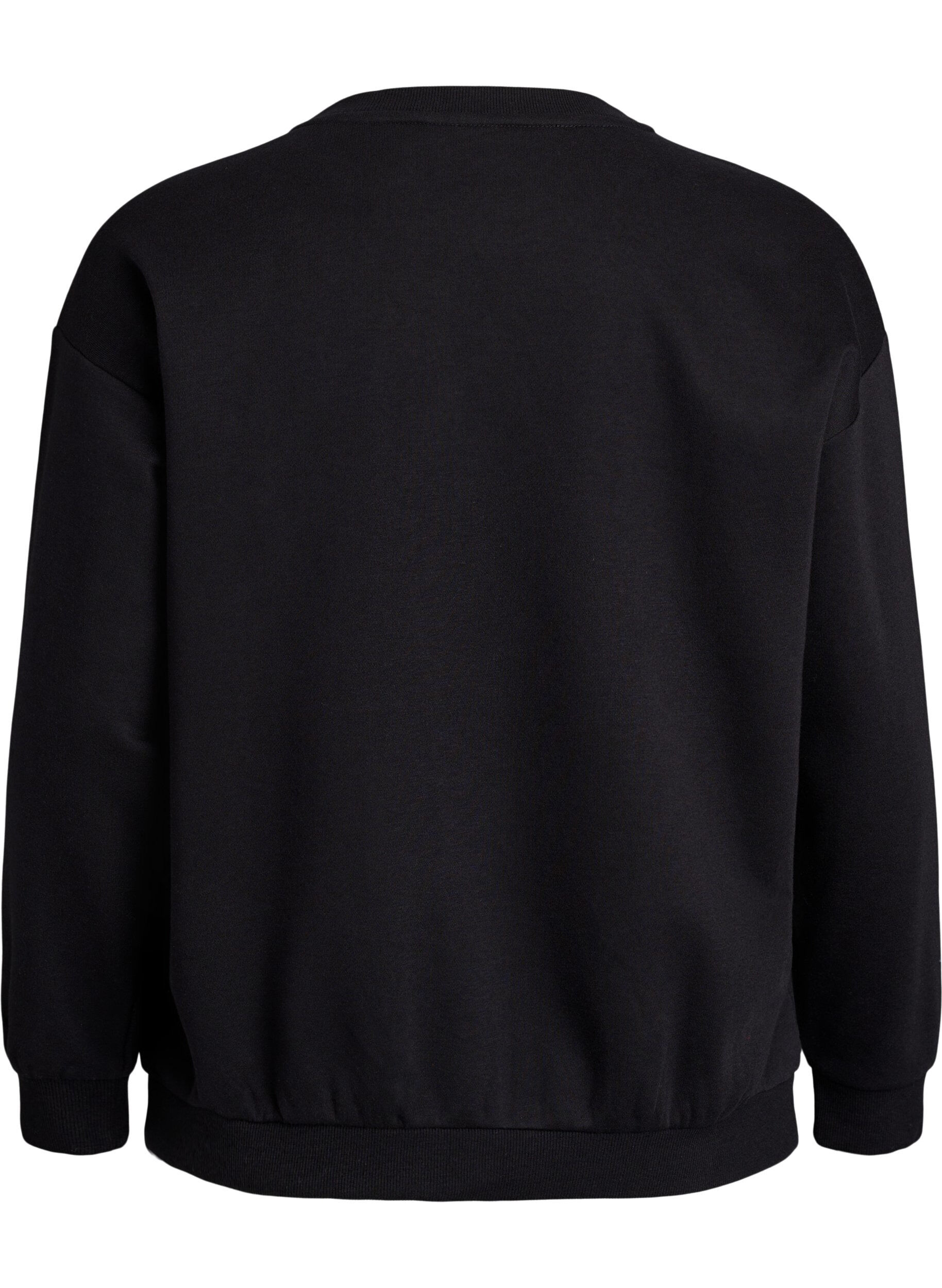 Zizzifashion Sweatshirt with statement detail, Black, Packshot image number 1