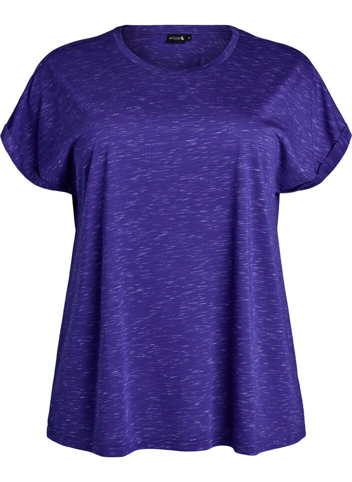 Loose workout t-shirt with short sleeves, Purple, Packshot image number 0