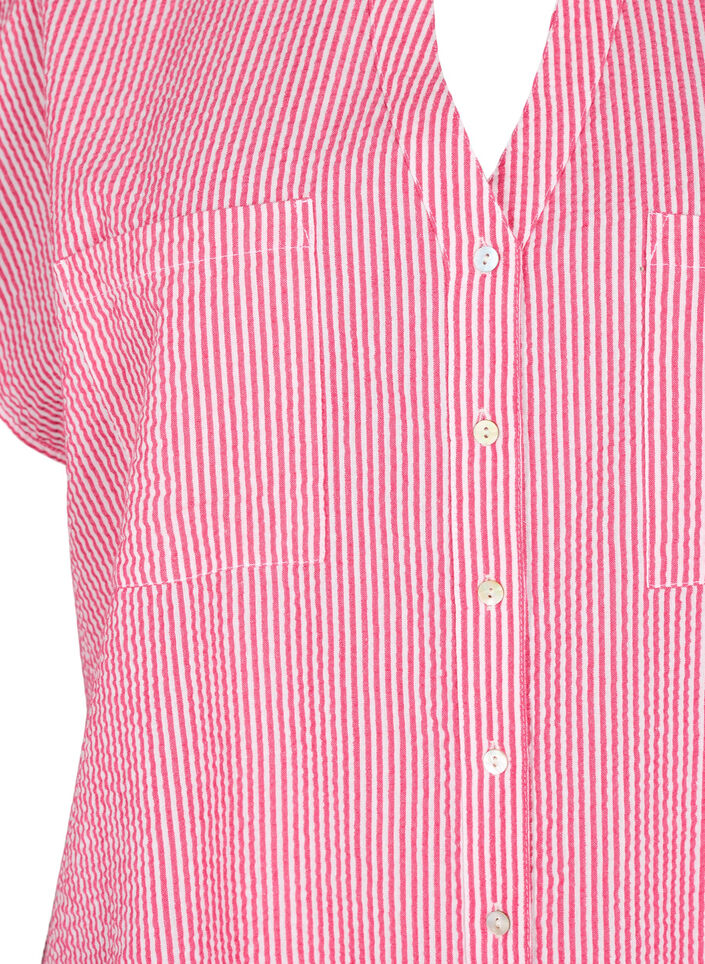 Short-sleeved cotton shirt with stripes, Beetroot P. Stripe, Packshot image number 2