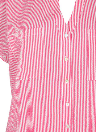 Short-sleeved cotton shirt with stripes, Beetroot P. Stripe, Packshot image number 2