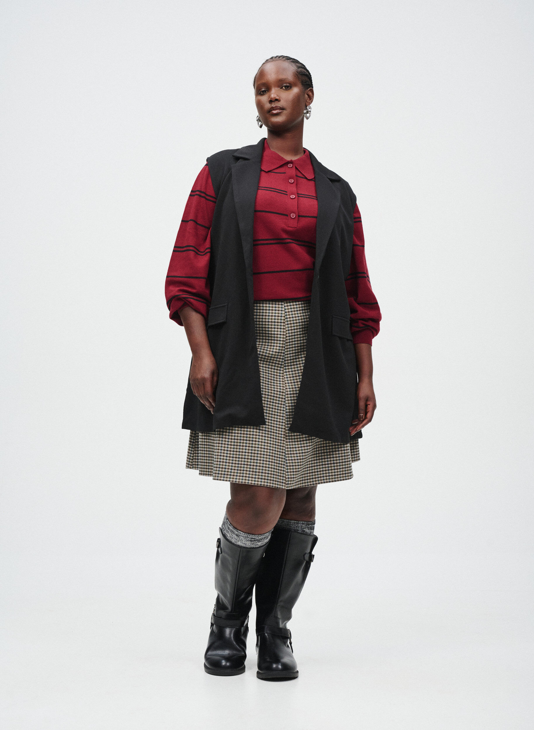 Zizzifashion Knit blouse with collar, Red, Image image number 0