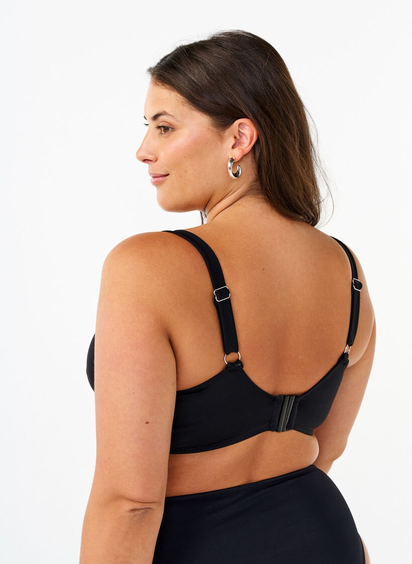 Underwire bikini bra with draping, Black, Model image number 1