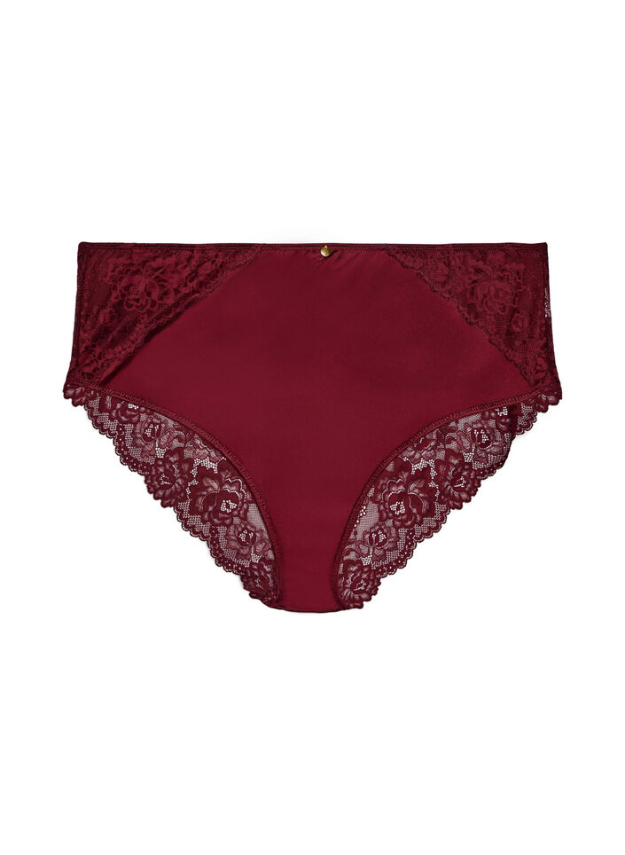 Panties with lace and a bow detail at the back, Dark Bordeaux, Packshot image number 0