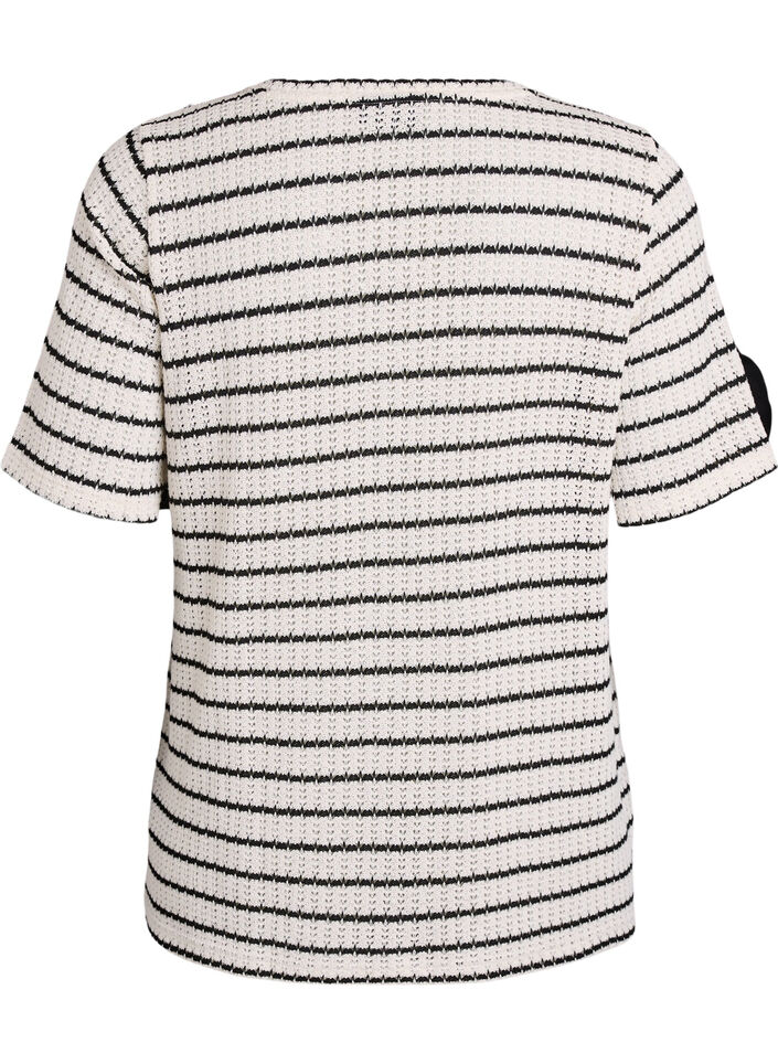 Striped knitted jersey blouse, Black, Packshot image number 1