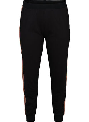 Sweatpants with a velour detail, Black w. Burlwood, Packshot image number 0