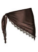 Satin scarf with lace hem, Brown, Packshot image number 0