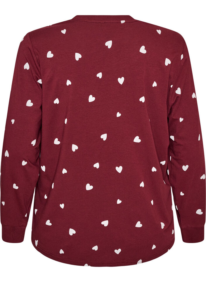 Printed night top, Red, Packshot image number 1