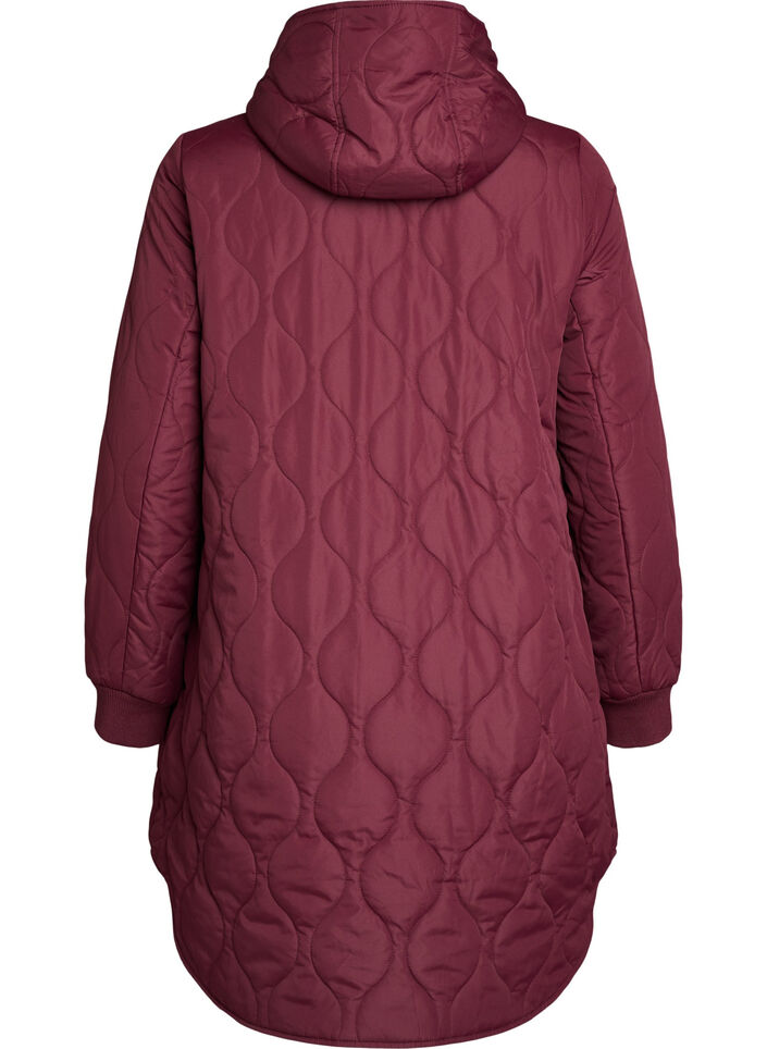 Mid-length quilted jacket with a hood, 0655, Packshot image number 1