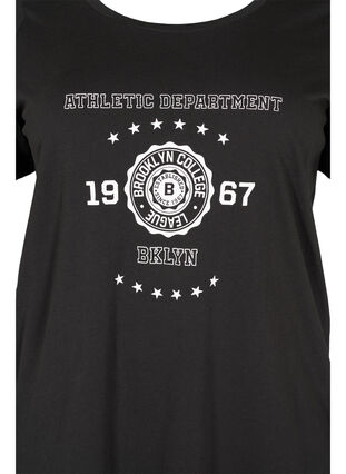 Short-sleeved cotton t-shirt with print, Black, Packshot image number 2