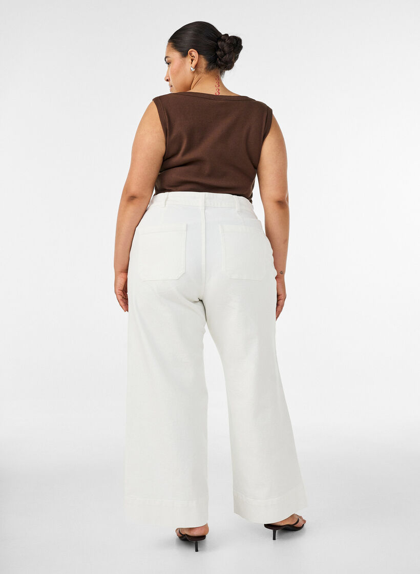 Myra high-waist wide fit jeans, White, Model image number 1