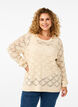 Knitted blouse with scallop pattern, Birch, Model image number 0