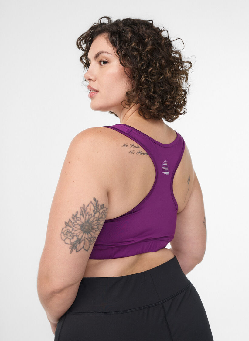 Sports bra with racerback, Purple, Model image number 2