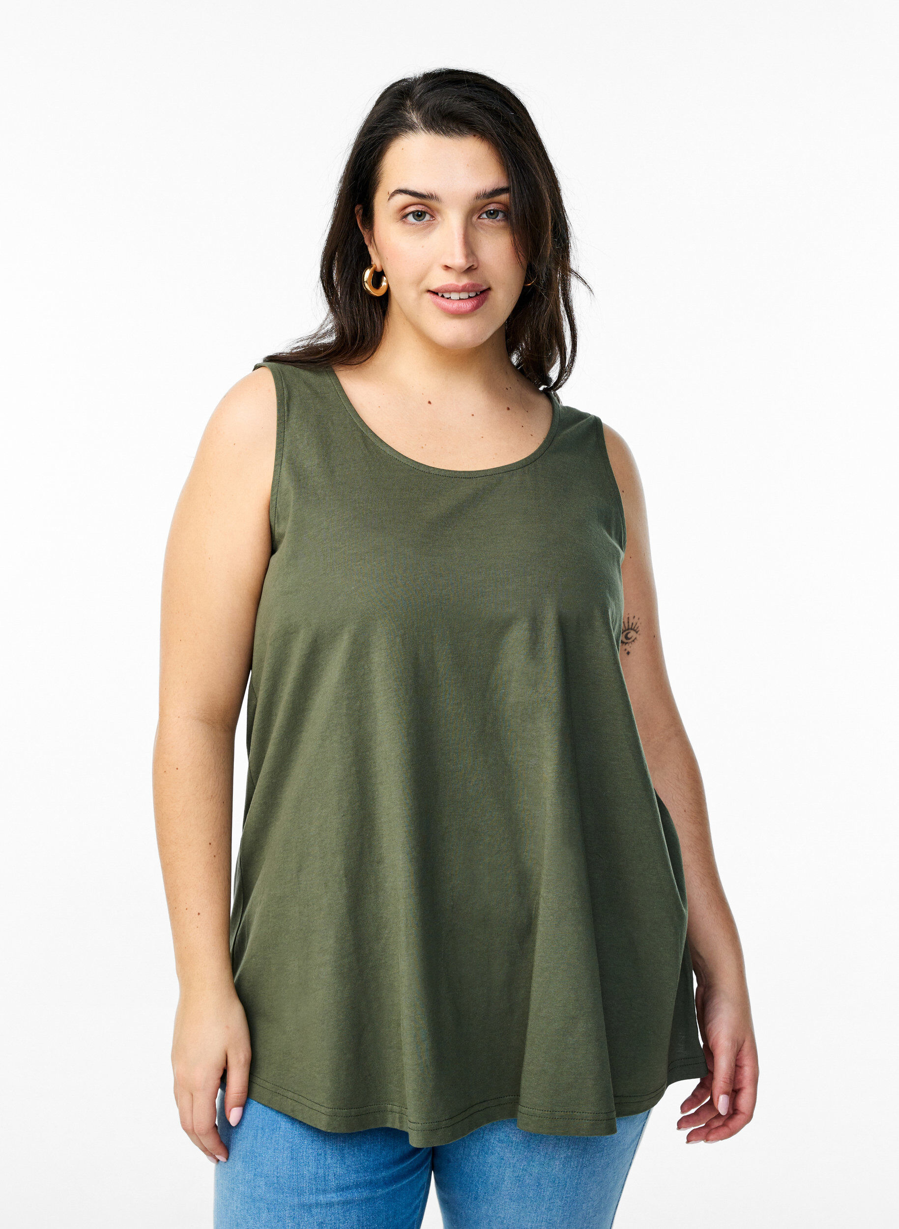 Zizzifashion Cotton top with a-shape, Green, Model image number 0