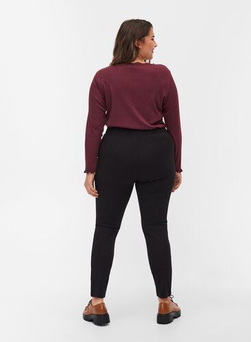Plain, viscose blend leggings, Black, Model image number 1
