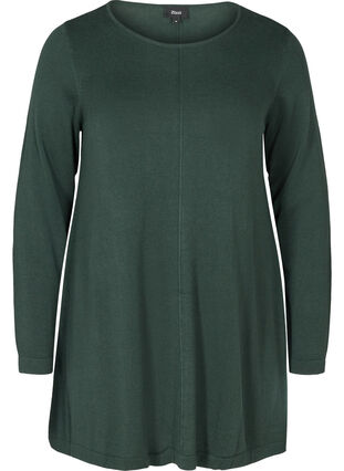 Knitted A-line blouse, Darkest Spruce, Packshot image number 0