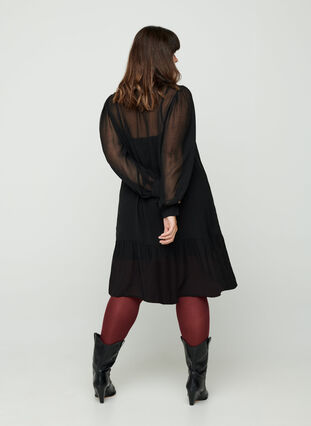Long-sleeved dress with button fastening, Black, Model image number 0