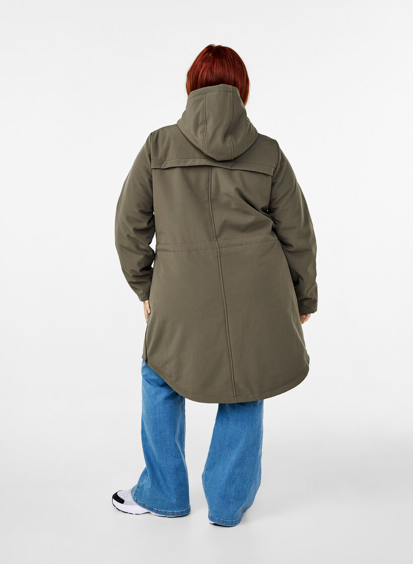 Water-repellent softshell jacket with quilted lining, Green, Model image number 2
